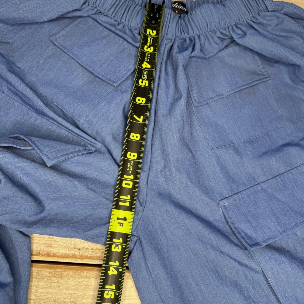 Athina Blue Wide Leg Cargo Pants Multi Pocket Utility Rayon Womens Small NWT - Picture 7 of 8